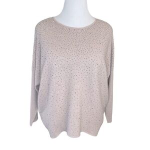 Vila Milano Soft Heather Pink Sparkle Studded Sweater Wool Blend L
